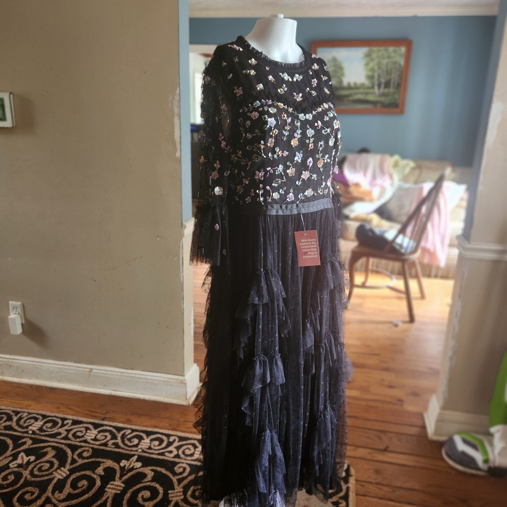 Mesh Embroidered Ruffled Cotragecore Boho Swong Dress - Picture 4 of 10